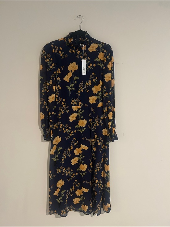 Reformation Dresses & Skirts - Women's Navy Floral Midi Dress with Yellow Print